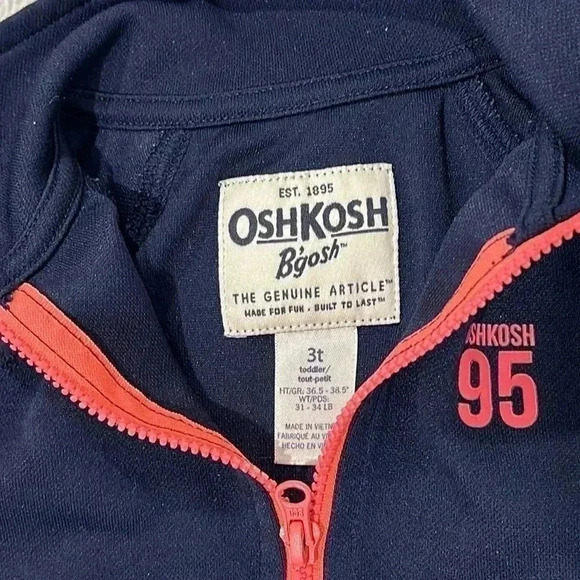 OshKosh B'gosh - Navy and Orange full zipped sports jacket. Size 3T - Picture 3 of 4